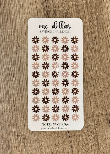 $1 Denomination Savings Challenge – Shades of Brown Flowers