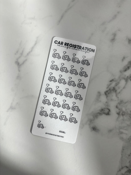 Car Registration Savings Challenge Card