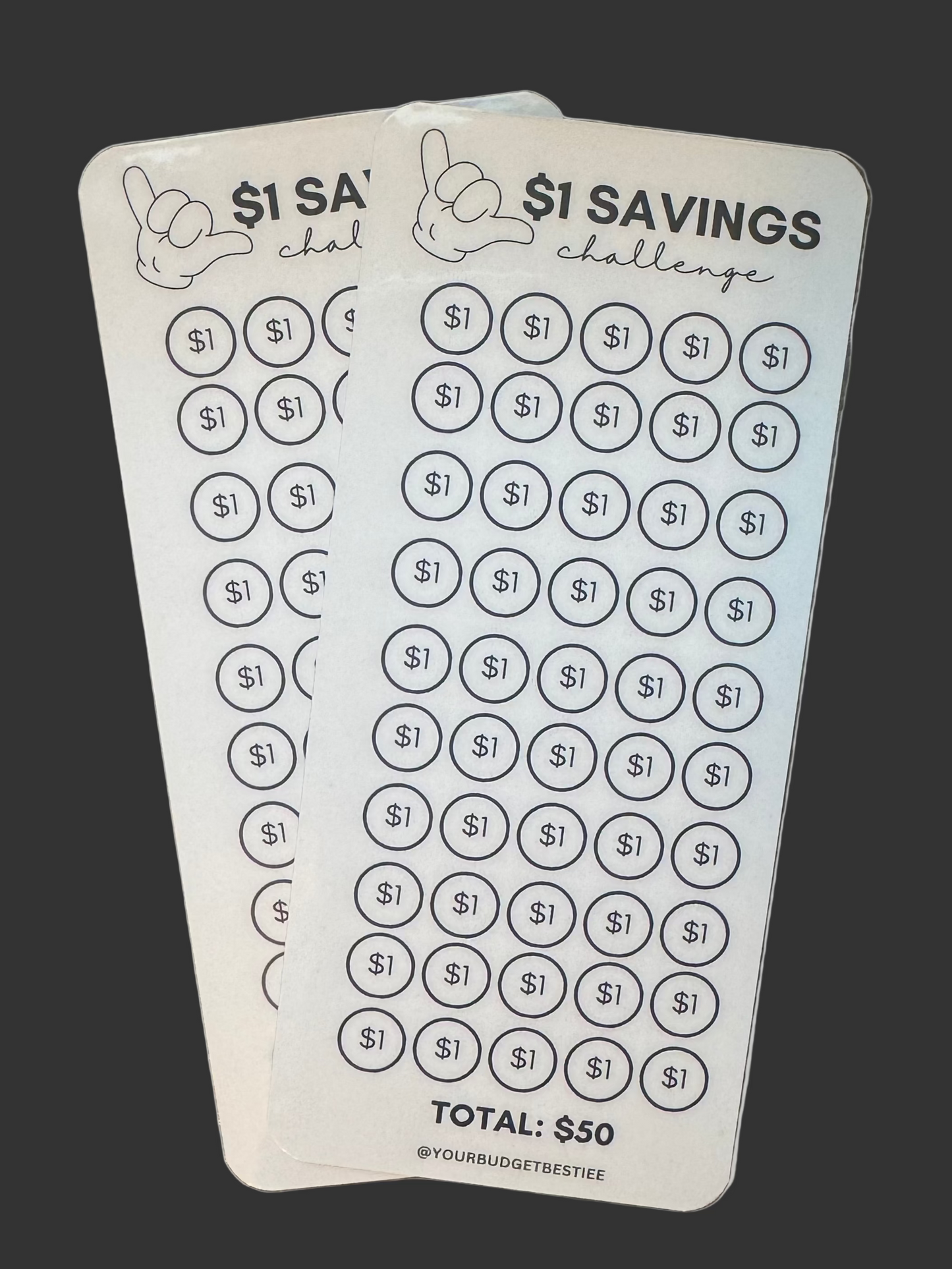 Denomination Savings Challenge Cards (1's, 5's,10's and self care)